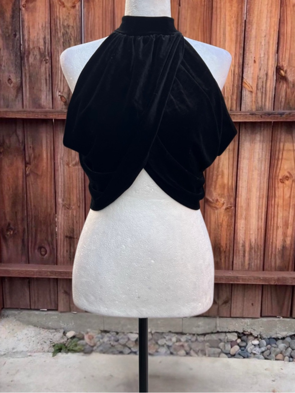12th Tribe Black Velvet Halter Twist Top